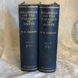 Antique 1909 Dante Paradiso 2 Vol Set Gothic Dark Academia Books
